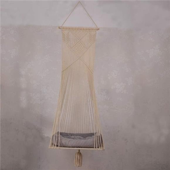 Cat Bed Cat Hammock Macrame Cat Swing Bed Cat Cage Cotton Rope Hanging Cat House - Picture 3 of 7